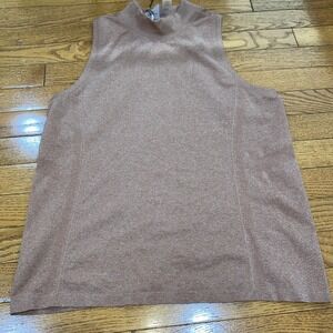 Calia Focus Seamless Sleeveless Mock Neck Top XL Women's Golf Dark Orange